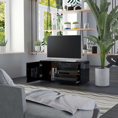 vidaXL tv-bord 80x34x36 cm konstrueret træ sort højglans