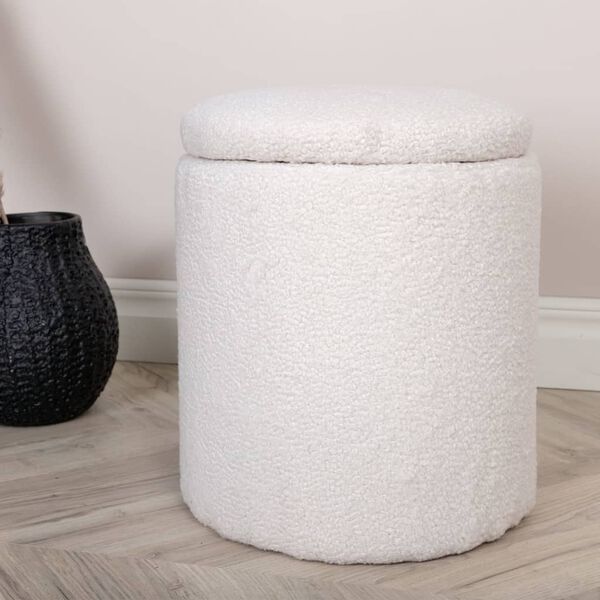 Venture Home puf Limpen 32x32x40 cm teddystof hvid