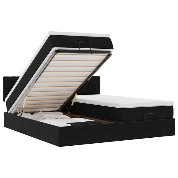 vidaXL osmannisk sengeramme med madrasser 180x200 cm fløjl sort