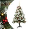 vidaXL Kunstigt juletr&aelig; Gr&oslash;n og hvid 150 cm PVC og metal og plast