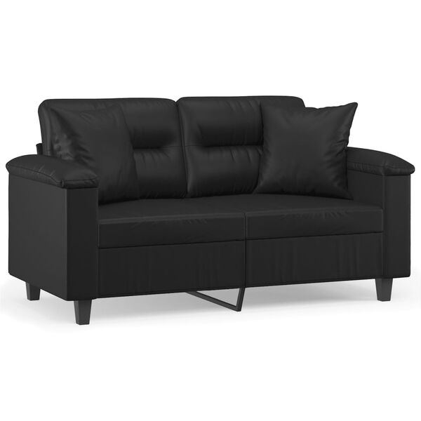 vidaXL 2-personers sofa med pyntepuder 120 cm kunstl&aelig;der sort