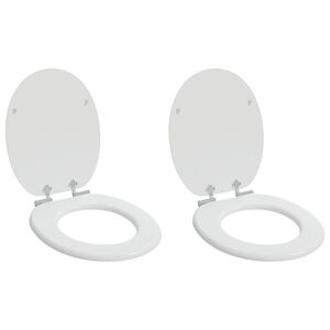 vidaXL Bl&oslash;dt lukket toiletbr&aelig;t 2 stk. Hvid 44 x 38 cm MDF plade