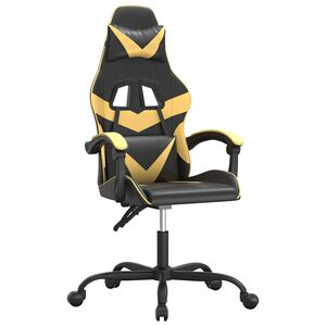 vidaXL drejelig gamingstol kunstl&aelig;der sort og guldfarvet