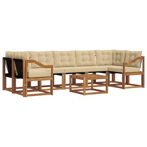 vidaXL Udend&oslash;rs sofagruppe med pude 8 pcs Naturlig og Beige