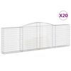 vidaXL buede gabionkurve 20 stk. 400x30x120/140 cm galvaniseret jern