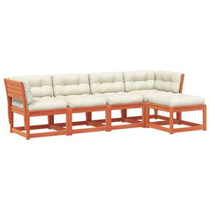 vidaXL lounges&aelig;t til haven 5 dele med hynder massivt fyr gyldenbrun