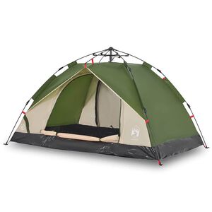 vidaXL 3-personers campingtelt kuppel quick-release gr&oslash;n