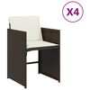 vidaXL havestole 4 stk. med hynder polyrattan brun