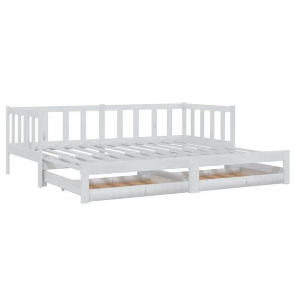 vidaXL daybed med udtr&aelig;k 2x(90x200) cm massivt fyrretr&aelig; hvid