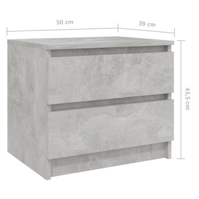 vidaXL sengeskabe 2 stk. 50x39x43,5 cm spånplade betongrå
