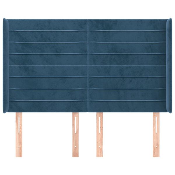 vidaXL sengegavl med kanter 147x16x118/128 cm fl&oslash;jl m&oslash;rkebl&aring;