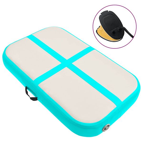 vidaXL oppustelig gymnastikm&aring;tte med pumpe 60x100x15 cm PVC gr&oslash;n