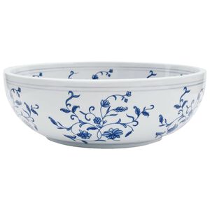 vidaXL h&aring;ndvask til bordplade &Phi;41x14 cm rund keramik hvid og bl&aring;