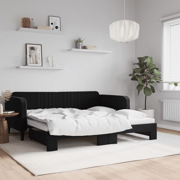 vidaXL daybed med udtræk 90x190 cm velour sort