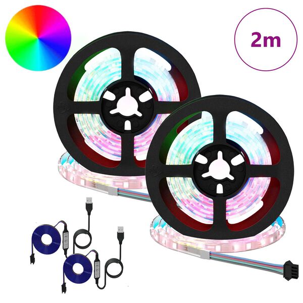 vidaXL LED Strip 2 pcs Sort og Gennemsigtig 1000 mm Kobber og plastik