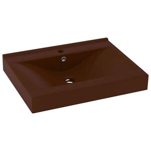 vidaXL luksuri&oslash;s h&aring;ndvask vandhanehul 60x46 cm keramik mat m&oslash;rkebrun