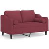 vidaXL 2-personers sofa med pyntepuder 120 cm stof vinr&oslash;d