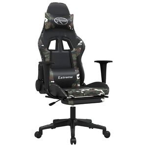 vidaXL gamingstol m. massage og fodst&oslash;tte kunstl&aelig;der sort camouflage