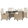 vidaXL Have Spisebordss&aelig;t med pude 5 pcs Beige polyrattan