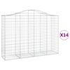 vidaXL buede gabionkurve 14 stk. 200x50x140/160 cm galvaniseret jern