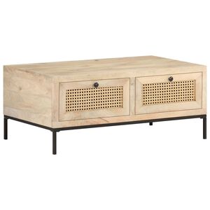 vidaXL sofabord 90x50x37 cm massivt mangotr&aelig; og naturr&oslash;r