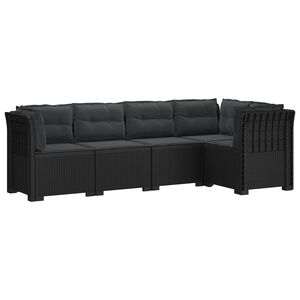 vidaXL 5-personers Havem&oslash;bel Sofa med Hynder Rattan Look PP Antracit