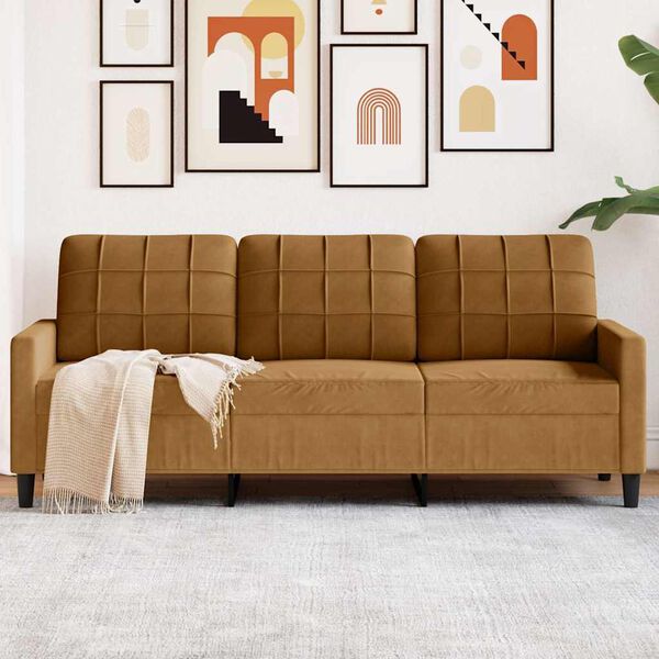 vidaXL 3-personers sofa 180 cm fløjl brun