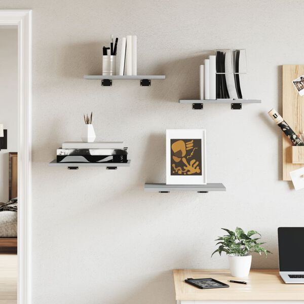 vidaXL væghylder 4 stk. 40x30x1,5 cm konstrueret træ grå sonoma-eg