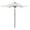 vidaXL parasol med LED-lys og st&aring;lstang 225x225x212 cm hvid