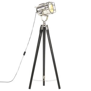 vidaXL gulvlampe med trefod 97 cm massivt mangotr&aelig; sort