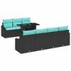 vidaXL Havesofa S&aelig;t 8 stk. Sort og Bl&aring; polyrattan