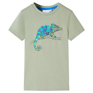 vidaXL Kort&aelig;rmet T-shirt til b&oslash;rn str. 116 lys kakifarve