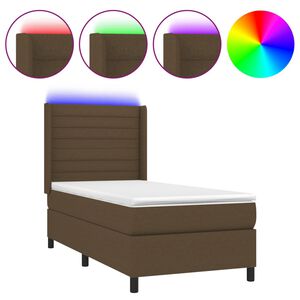 vidaXL kontinentalseng med LED-lys 80x200 cm stof m&oslash;rkebrun