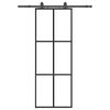 vidaXL skyded&oslash;r med hardwares&aelig;t 76x205 cm ESG glas sort