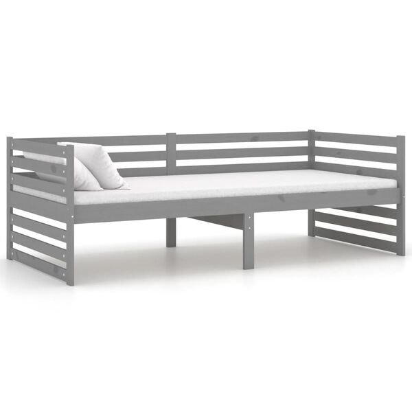 vidaXL daybed med madras 90x200 cm massivt fyrretr&aelig; gr&aring;
