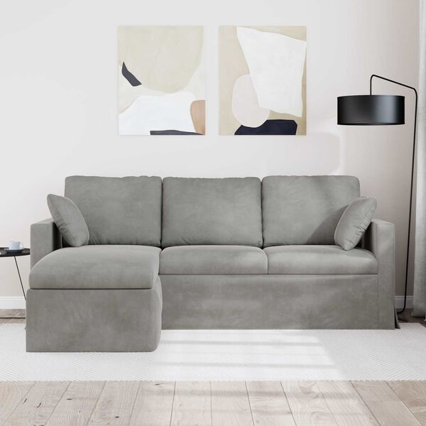 vidaXL Sofa Lysegr&aring; 198 x 134 x 80 cm Fl&oslash;jl