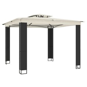 vidaXL pavillon med dobbelt tag 2,94x2,94 m st&aring;l cremefarvet