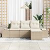 vidaXL Havesofa S&aelig;t med pude 4 pcs Beige og creme polyrattan