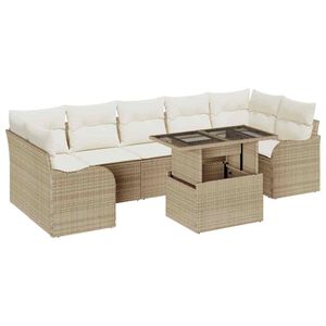 vidaXL Havesofa S&aelig;t med pude 8 pcs Beige polyrattan