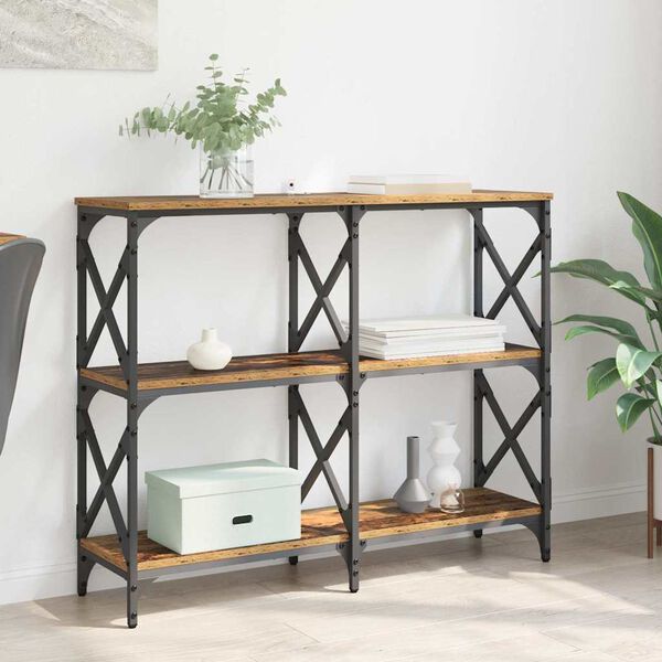 vidaXL Konsolbord Gammelt tr&aelig; 100 x 28 x 80,5 cm Konstrueret tr&aelig;