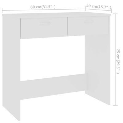 vidaXL skrivebord 80x40x75 cm konstrueret træ hvid