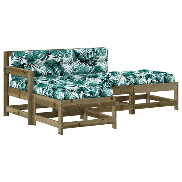 vidaXL lounges&aelig;t til haven 4 dele med hynder impr&aelig;gneret fyrretr&aelig;