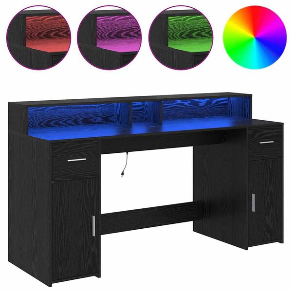 vidaXL Bord med skuffe Sort eg 160 x 55 x 91 cm Konstrueret tr&aelig;