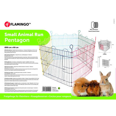 FLAMINGO løbegård til kaniner 5 dele Pentagon 90x60 cm flerfarvet