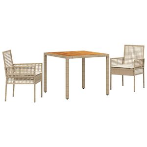 vidaXL Have Spisebordss&aelig;t 3 stk. Beige polyrattan