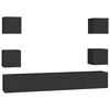 vidaXL tv-skabss&aelig;t 6 dele konstrueret tr&aelig; sort
