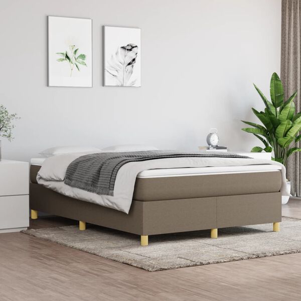 vidaXL Boxspring sengeramme 140x190 cm stof gr&aring;brun