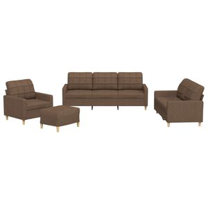 vidaXL sofas&aelig;t 4 dele med hynder stof brun