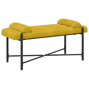 vidaXL Knappet b&aelig;nk med puder Gul 110 x 40 x 46 cm Fl&oslash;jl