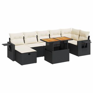 vidaXL sofas&aelig;t til haven 5 dele med hynder polyrattan akacietr&aelig; sort